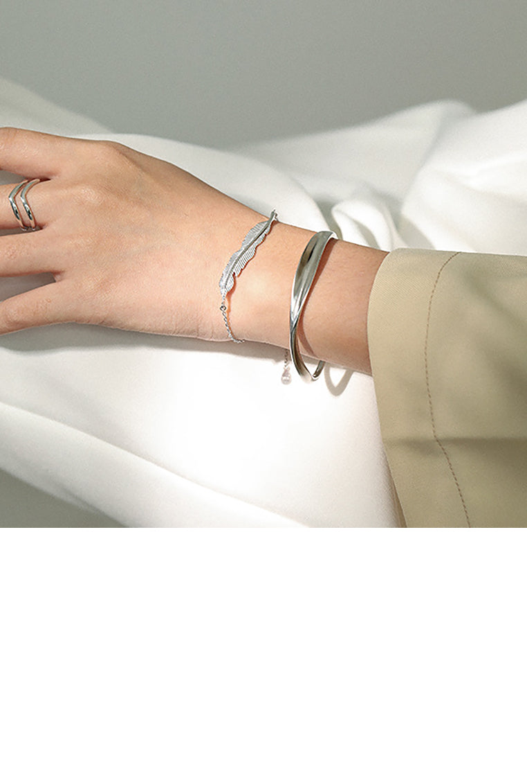 925 Sterling Silver Fashion Simple Leaf Bracelet