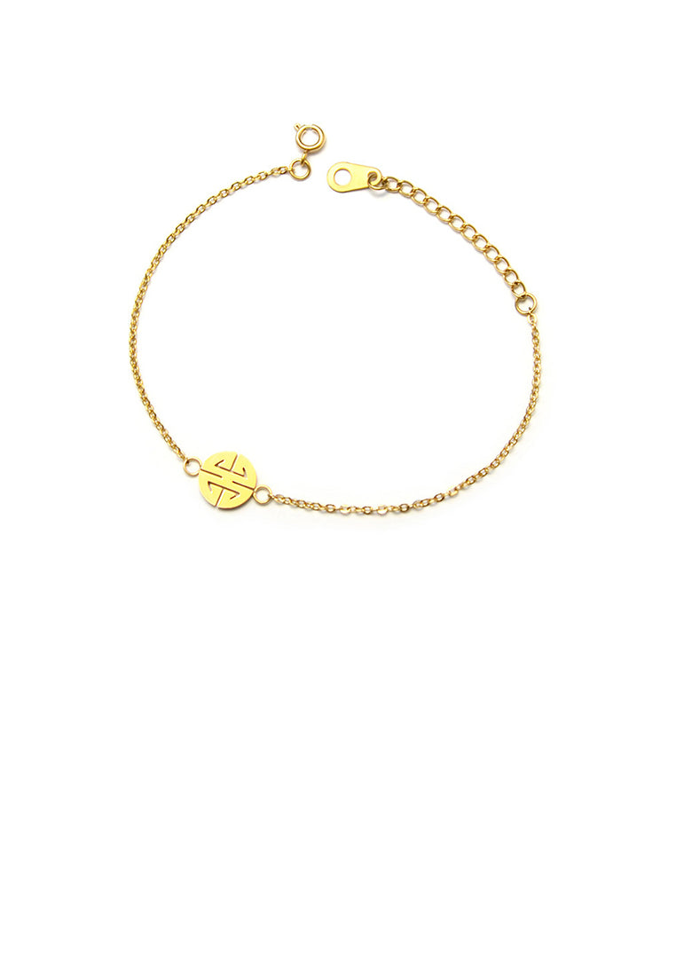 Fashion Vintage Plated Gold 316L Stainless Steel Chinoiserie Pattern Geometric Bracelet