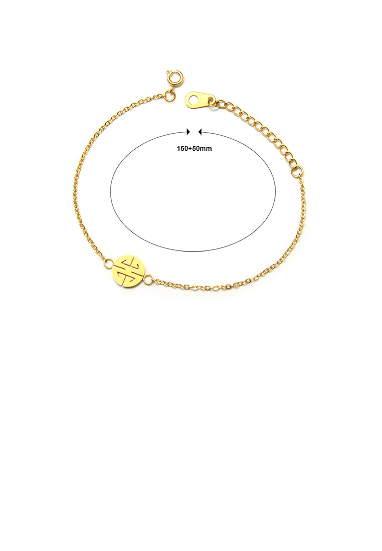 Fashion Vintage Plated Gold 316L Stainless Steel Chinoiserie Pattern Geometric Bracelet