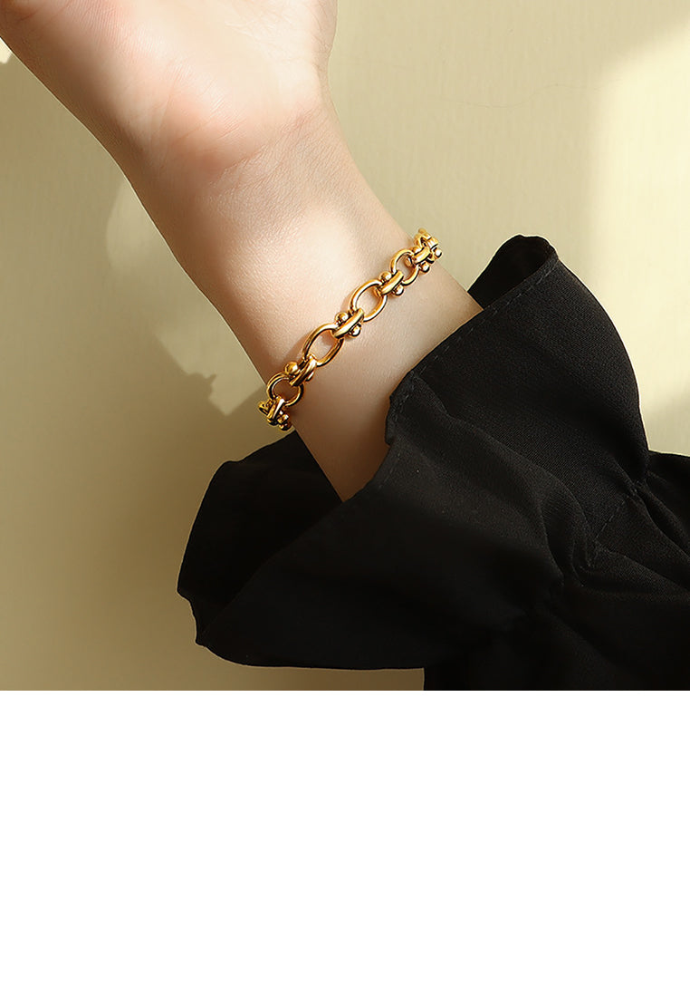 Simple Personality Plated Gold 316L Stainless Steel Geometric Chain Bracelet