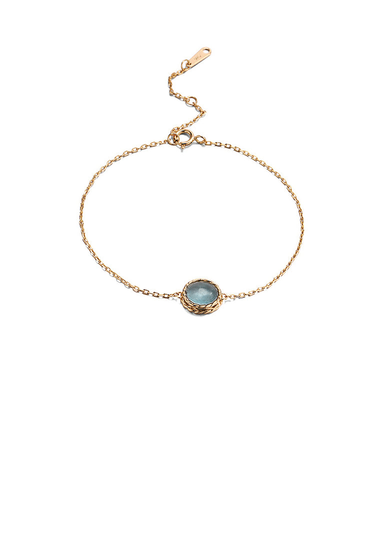 925 Sterling Silver Simple Temperament Twist Geometric Round Blue Cubic Zirconia Bracelet - Luxurious Look