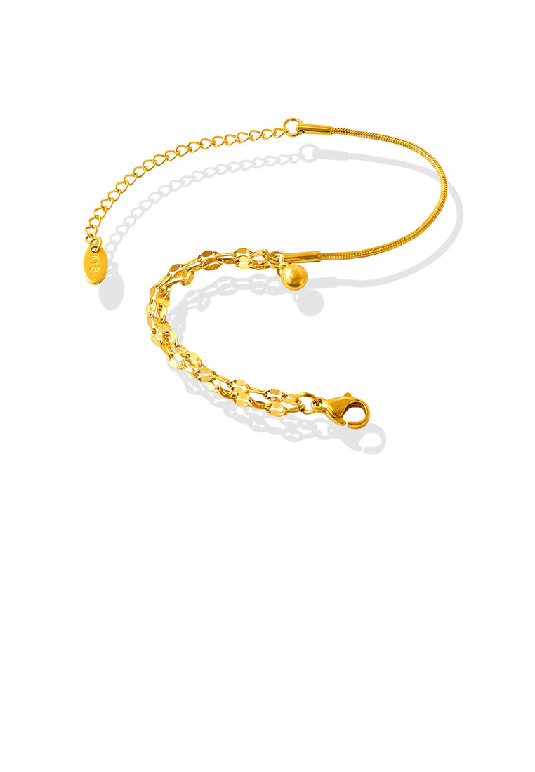 Fashion Temperament Plated Gold 316L Stainless Steel Geometric Stitching Chain Bracelet