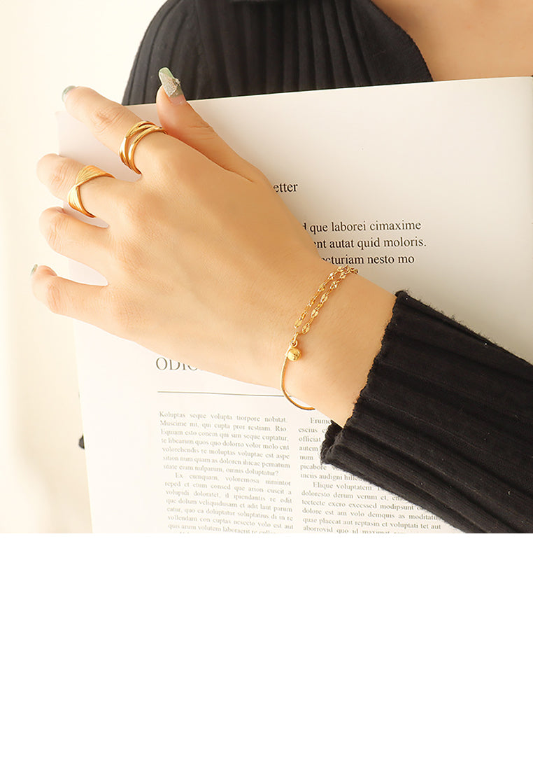 Fashion Temperament Plated Gold 316L Stainless Steel Geometric Stitching Chain Bracelet