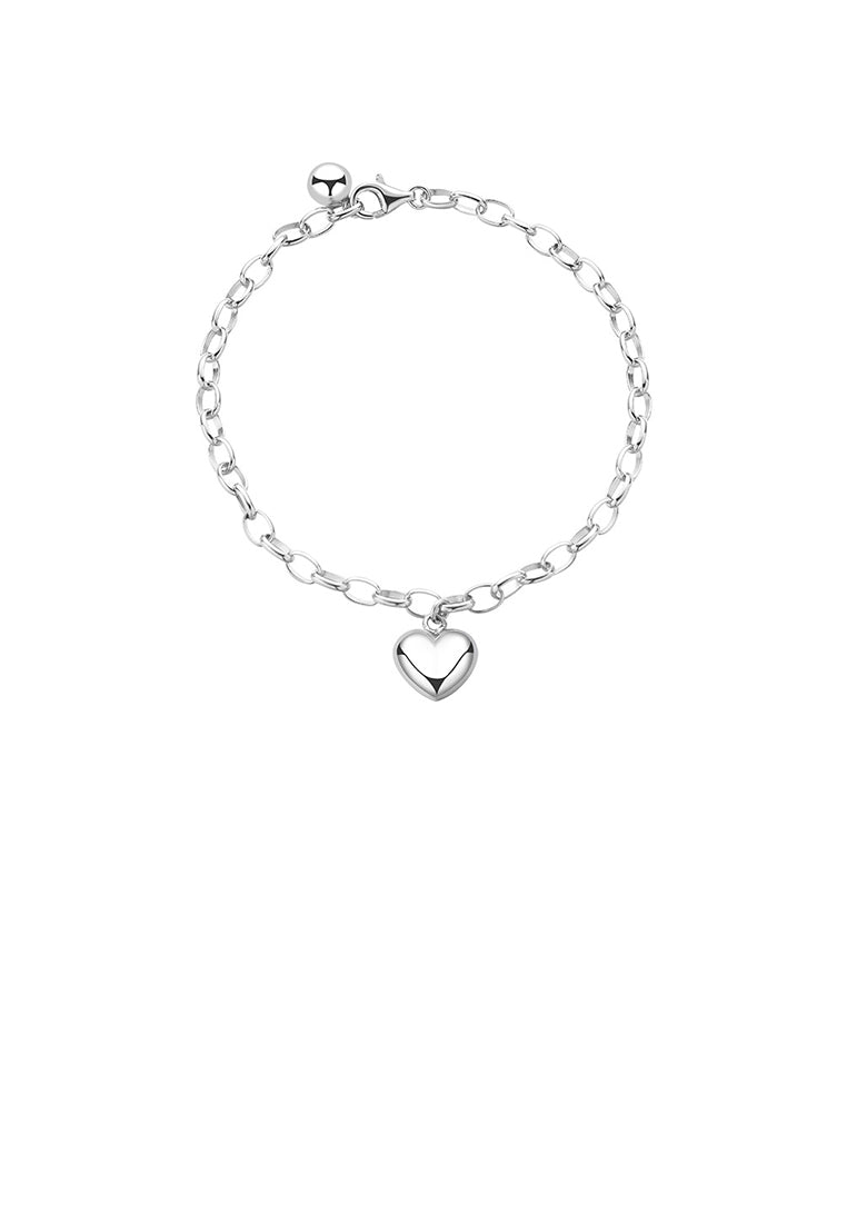 925 Sterling Silver Simple Fashion Heart-shaped Chain Bracelet