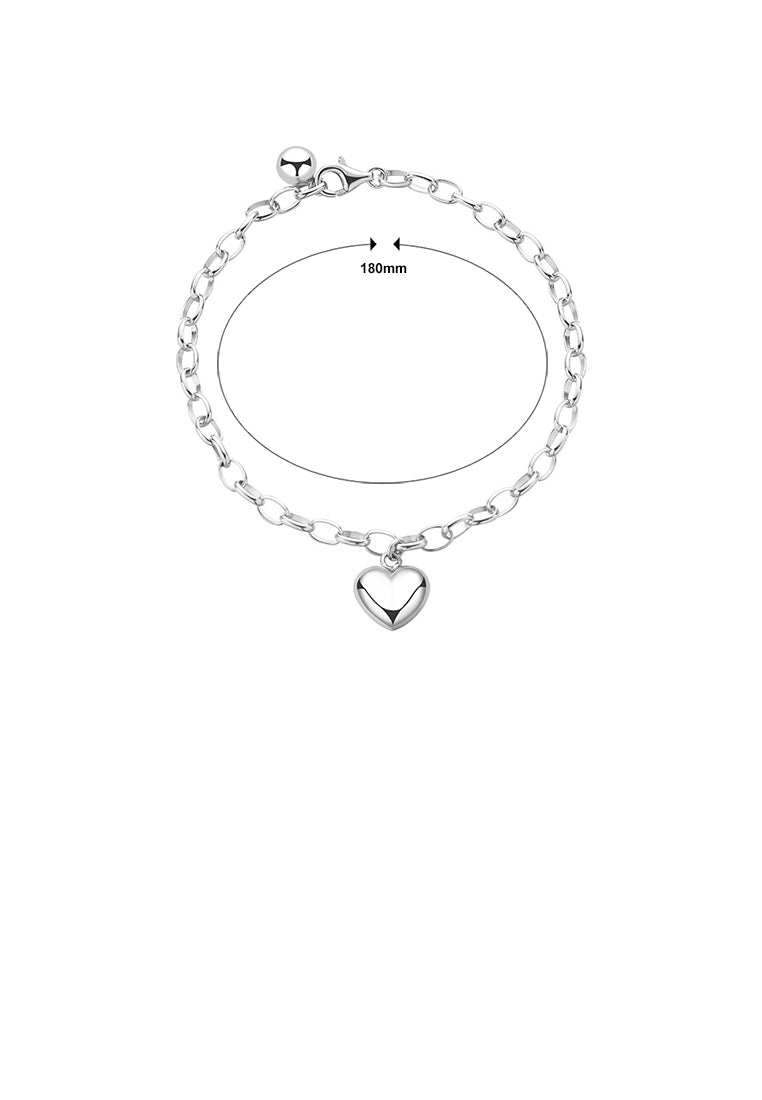 925 Sterling Silver Simple Fashion Heart-shaped Chain Bracelet