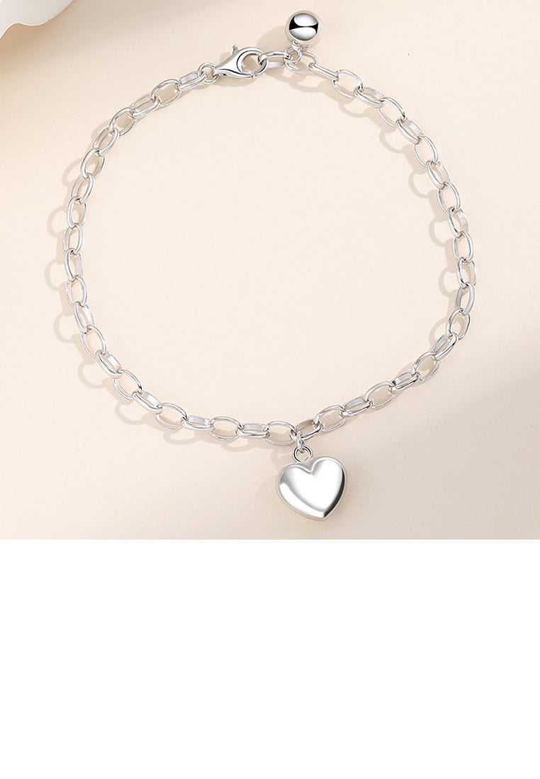 925 Sterling Silver Simple Fashion Heart-shaped Chain Bracelet