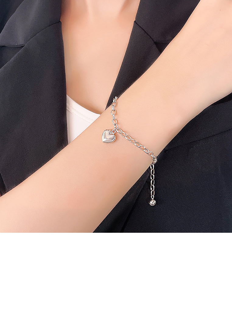 925 Sterling Silver Simple Fashion Heart-shaped Chain Bracelet
