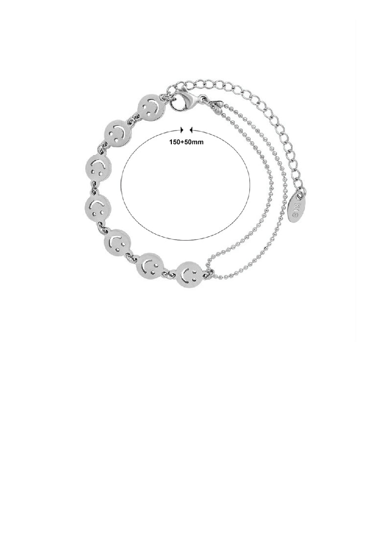 Fashion Temperament 316L Stainless Steel Smiley Geometric Round Chain Bracelet