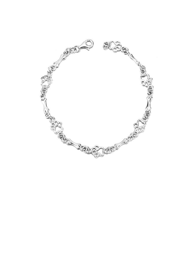 925 Sterling Silver Fashion Simple Hollow Dog Footprint Bone Bracelet