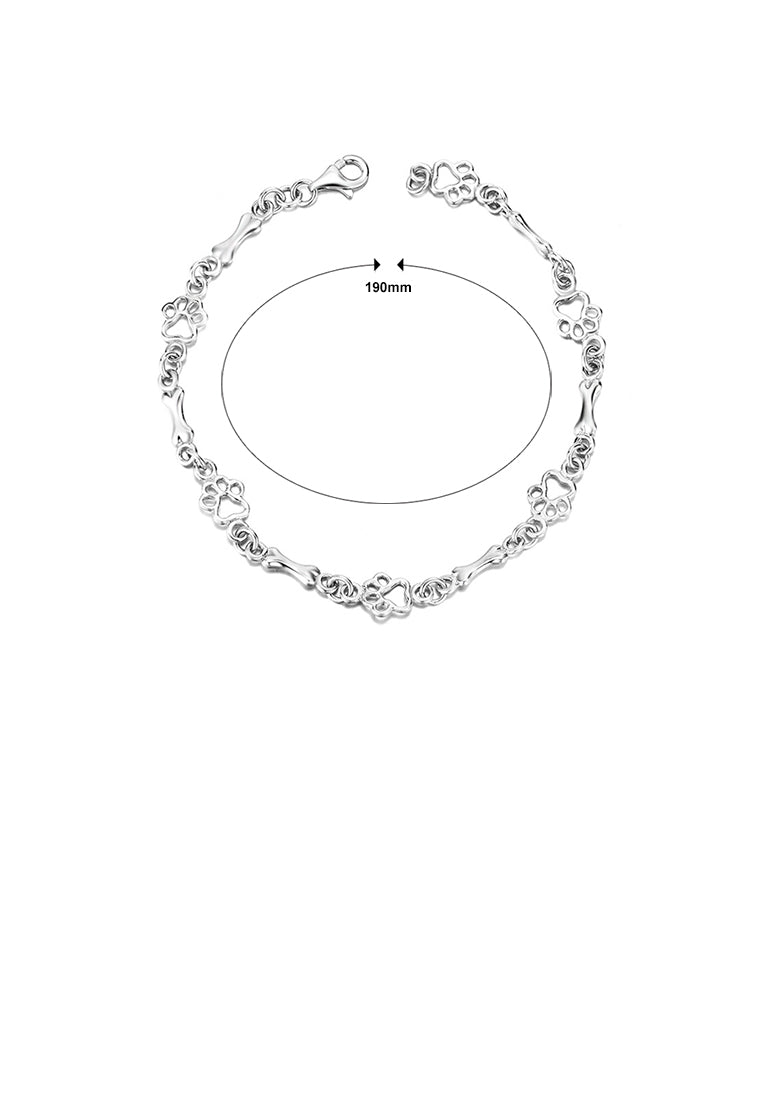 925 Sterling Silver Fashion Simple Hollow Dog Footprint Bone Bracelet