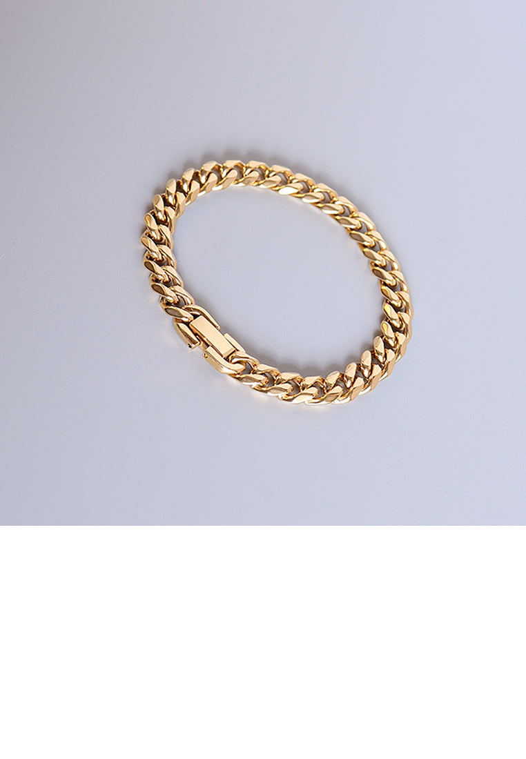Simple Personality Plated Gold 316L Stainless Steel Geometric Chain Rough Edition Bracelet