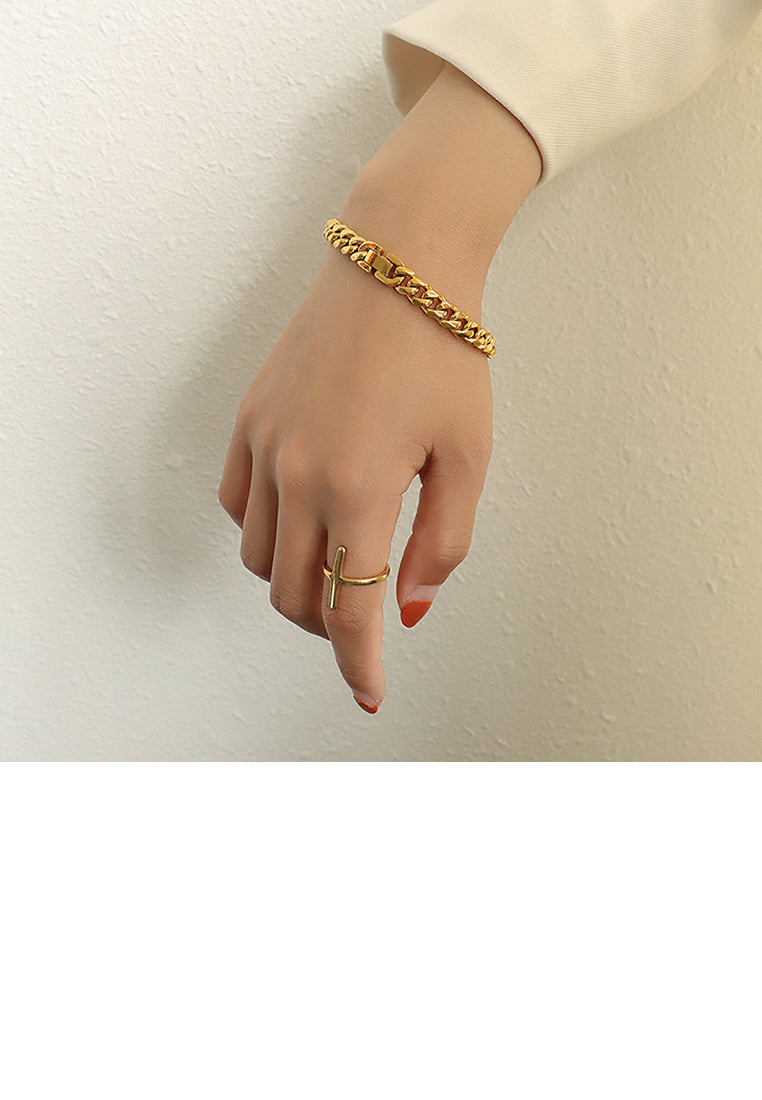 Simple Personality Plated Gold 316L Stainless Steel Geometric Chain Rough Edition Bracelet