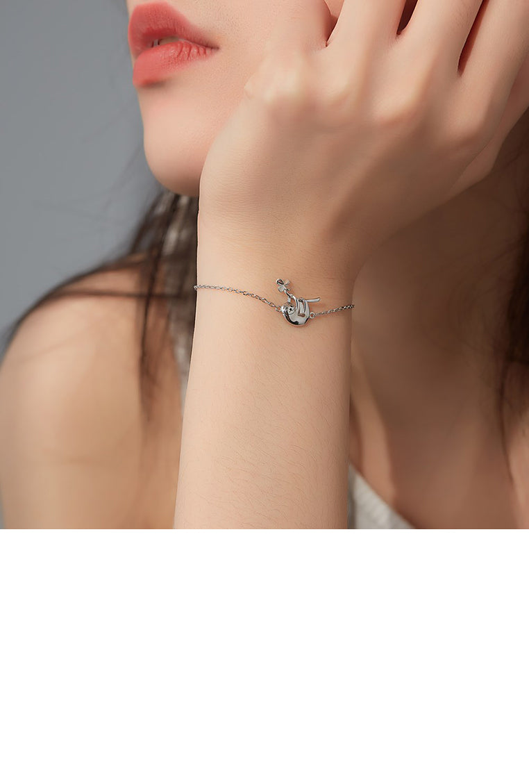 925 Sterling Silver Simple and Cute Sloth Bracelet