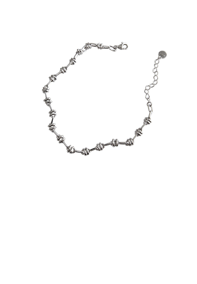 925 Sterling Silver Fashion Simple Twist Geometric Short Bracelet