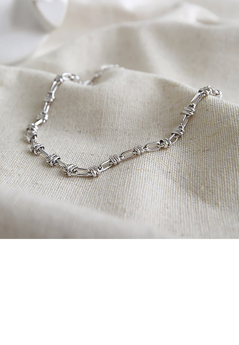 925 Sterling Silver Fashion Simple Twist Geometric Short Bracelet