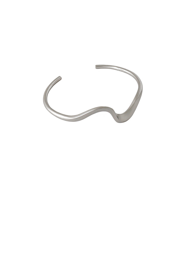 925 Sterling Silver Simple Personality Wave Pattern Geometric Open Bangle