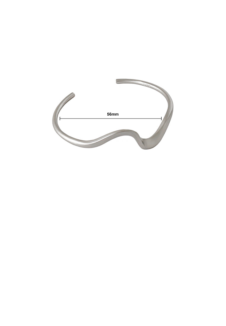 925 Sterling Silver Simple Personality Wave Pattern Geometric Open Bangle