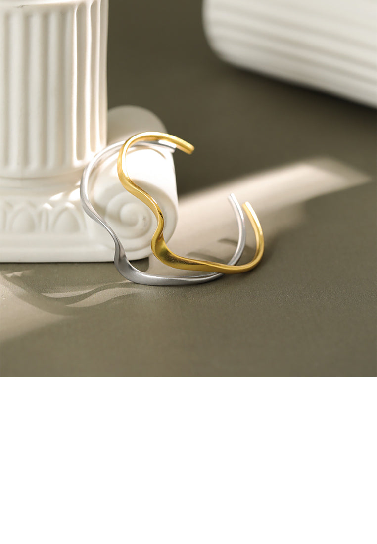 925 Sterling Silver Simple Personality Wave Pattern Geometric Open Bangle