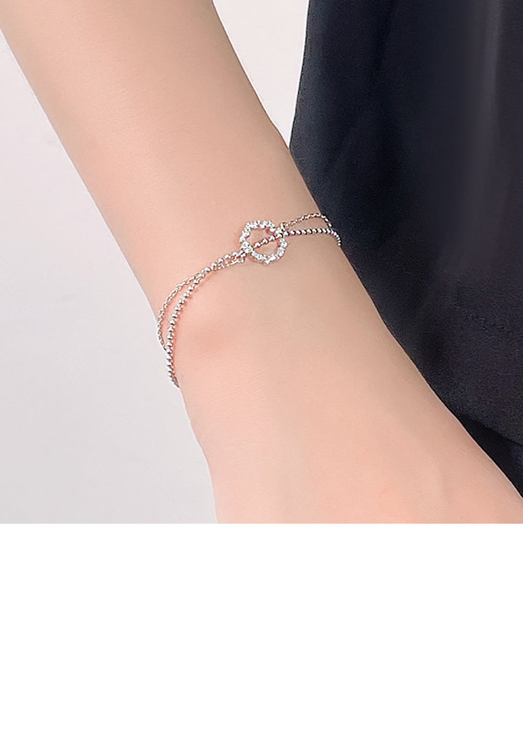 925 Sterling Silver Simple Fashion Geometric Circle Double-layer Bracelet with Cubic Zirconia - Luxurious Look