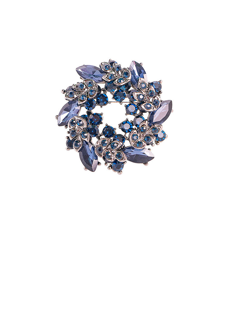 Fashion and Elegant Blue Wreath Brooch with Cubic Zirconia - Luxurious Look