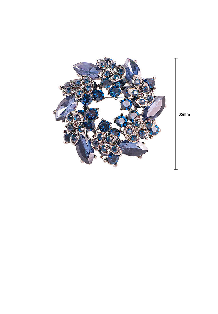 Fashion and Elegant Blue Wreath Brooch with Cubic Zirconia - Luxurious Look