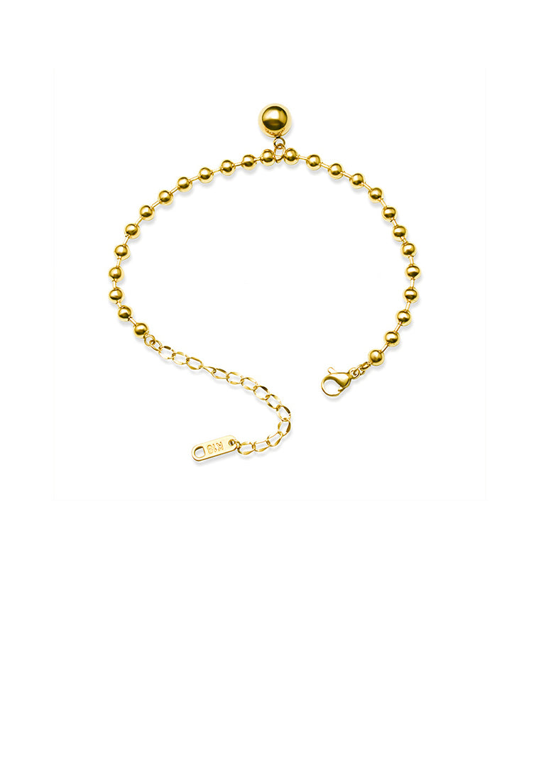 Fashionable Simple Plated Gold 316L Stainless Steel Ball Beaded Bracelet