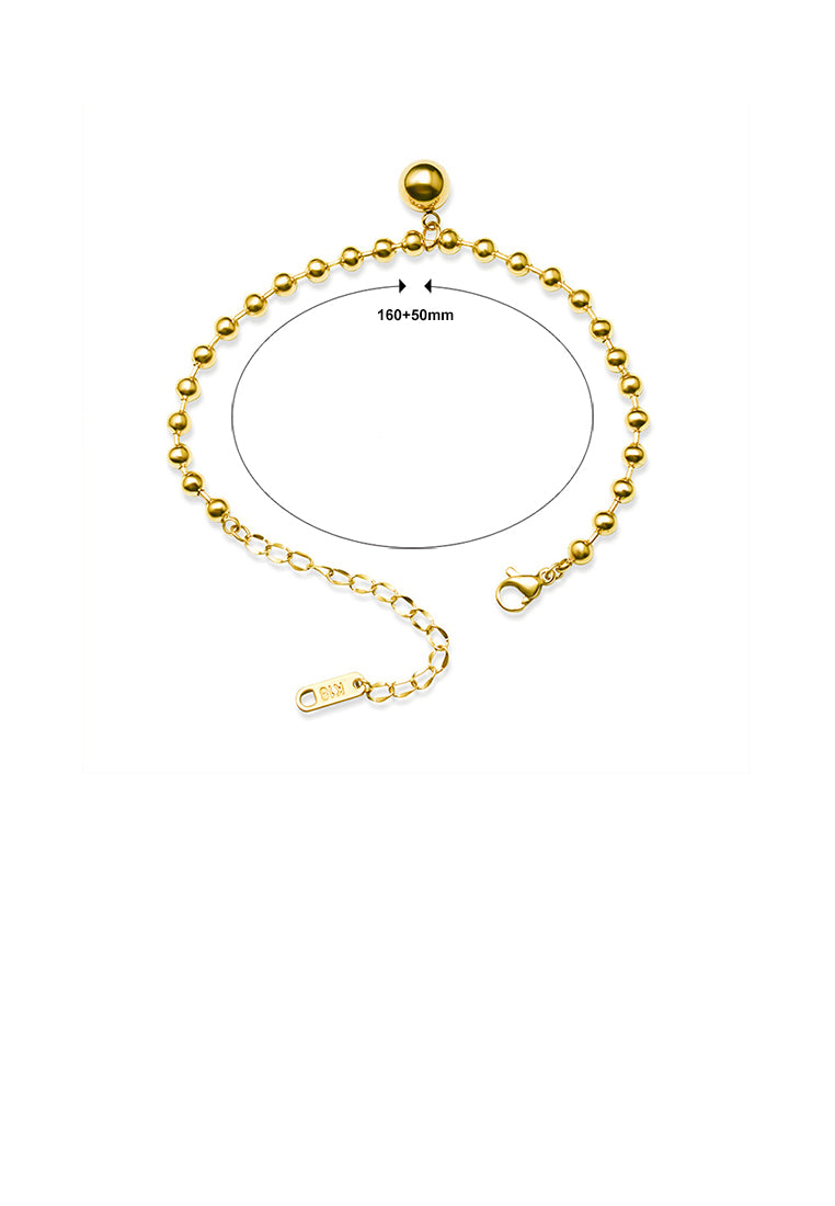 Fashionable Simple Plated Gold 316L Stainless Steel Ball Beaded Bracelet