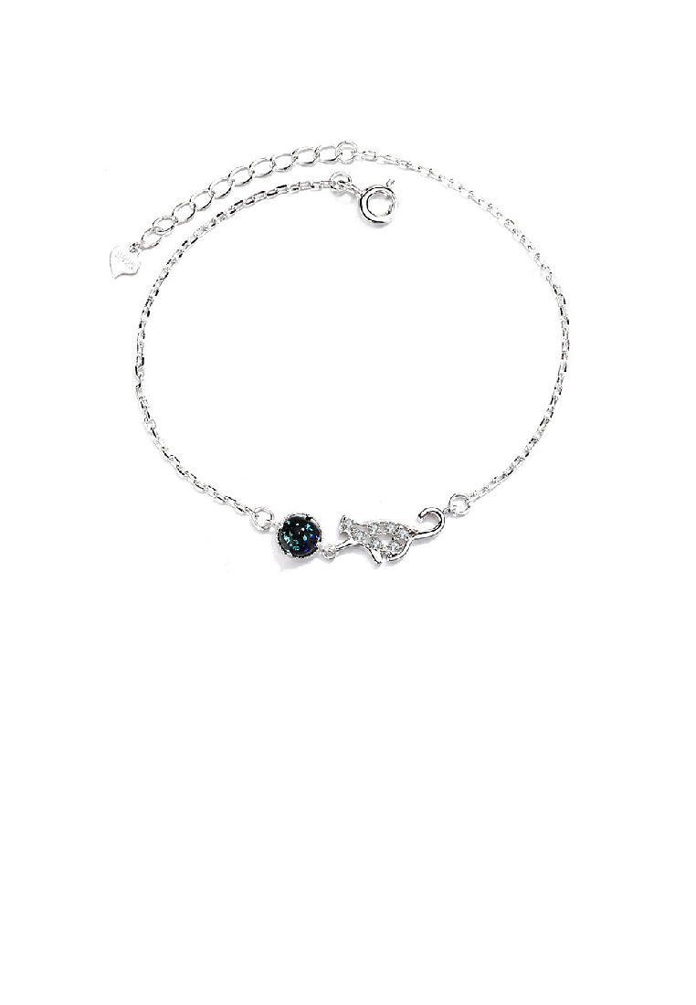 925 Sterling Silver Fashion Temperament Planet Cat Bracelet with Cubic Zirconia - Luxurious Look