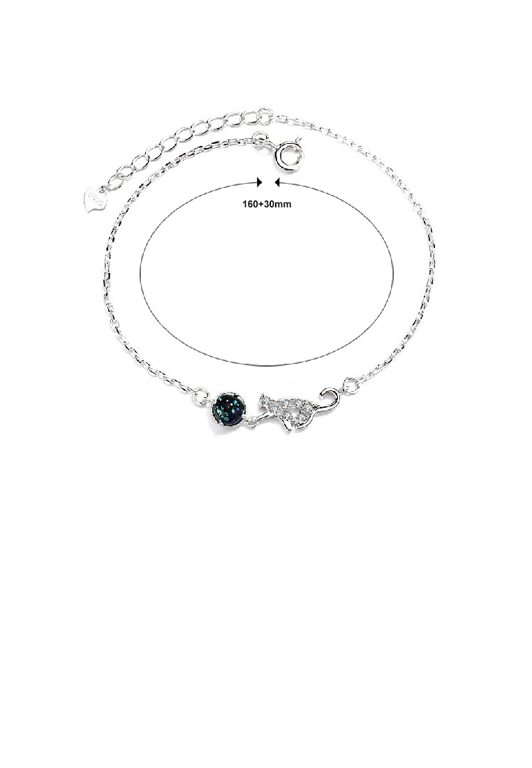 925 Sterling Silver Fashion Temperament Planet Cat Bracelet with Cubic Zirconia - Luxurious Look