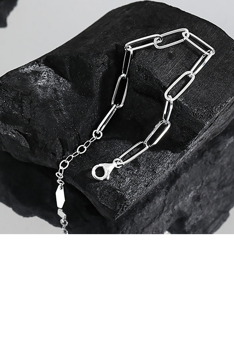 925 Sterling Silver Simple Personality Geometric Chain Bracelet