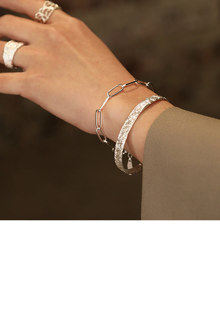 925 Sterling Silver Simple Personality Geometric Chain Bracelet