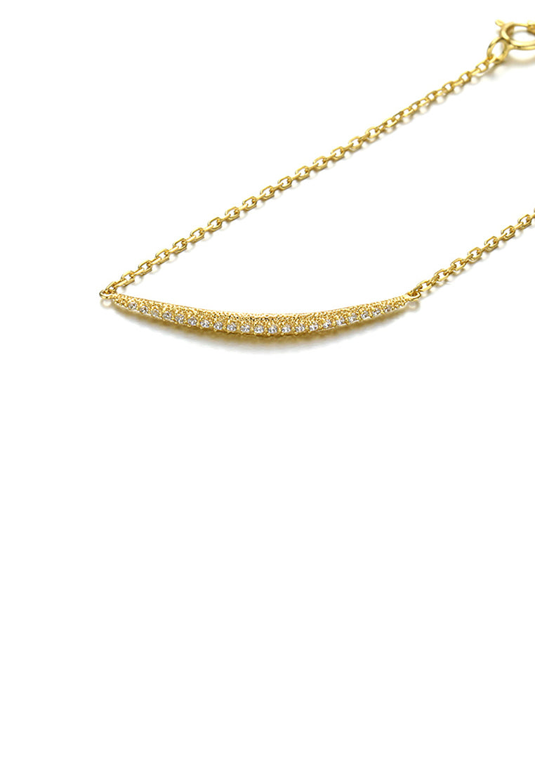 925 Sterling Silver Plated Gold Simple Fashion Geometric Line Bracelet with Cubic Zirconia - Luxurious Look
