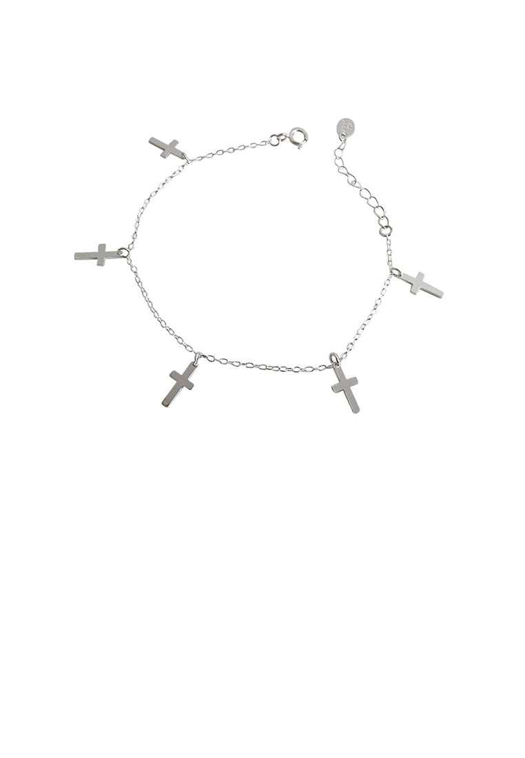 925 Sterling Silver Simple Classic Cross Bracelet