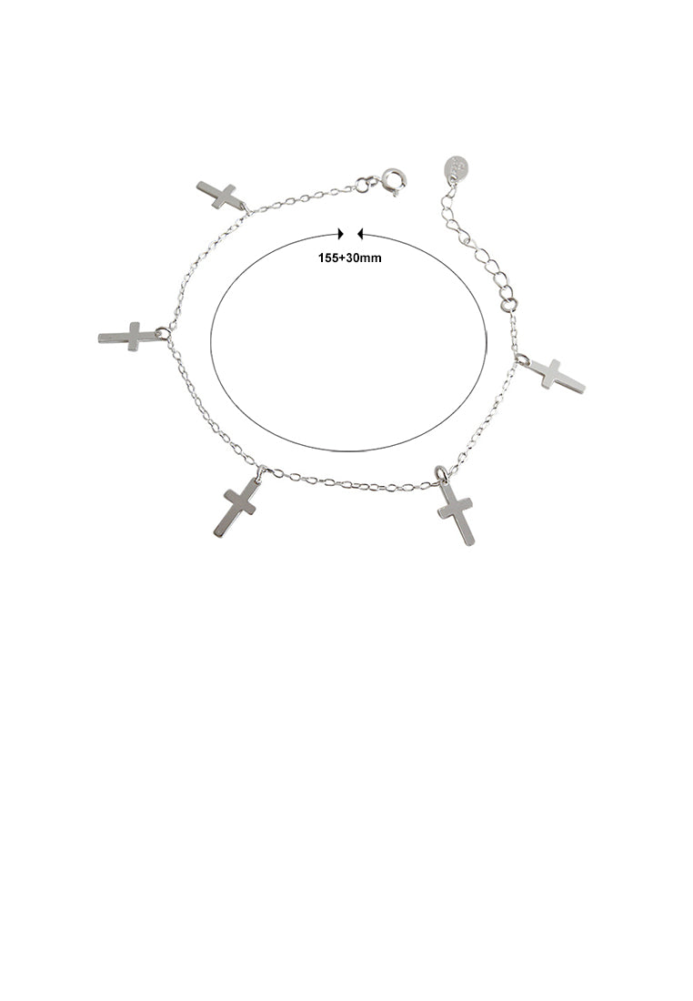 925 Sterling Silver Simple Classic Cross Bracelet