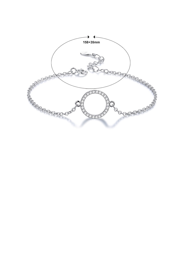 925 Sterling Silver Simple Classic Geometric Circle Bracelet with Cubic Zirconia - Luxurious Look