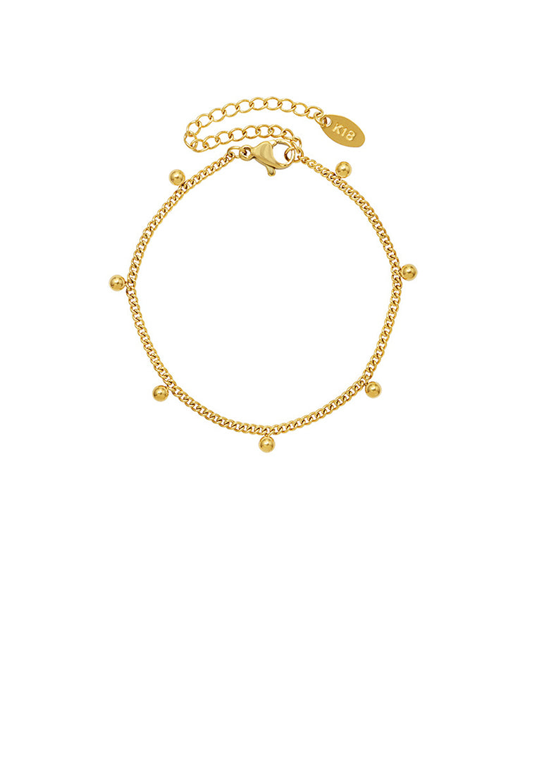 Fashion Simple Plated Gold 316L Stainless Steel Ball Chain Bracelet