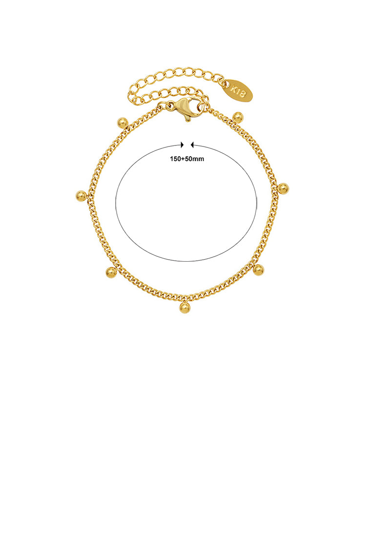 Fashion Simple Plated Gold 316L Stainless Steel Ball Chain Bracelet