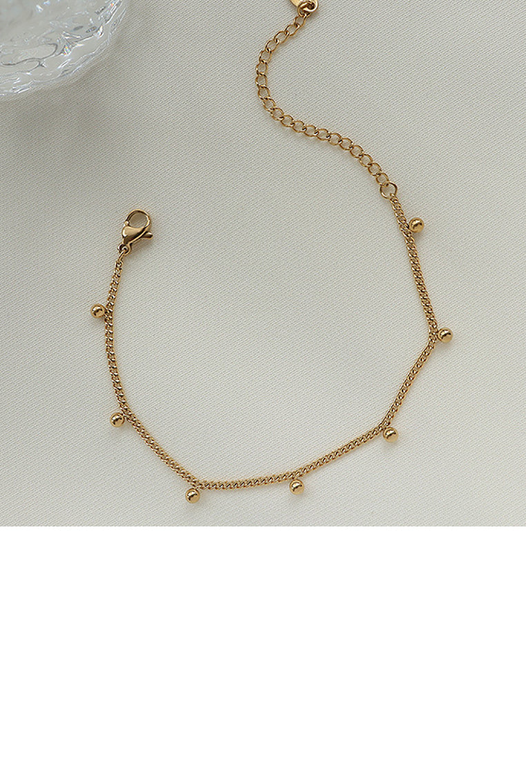 Fashion Simple Plated Gold 316L Stainless Steel Ball Chain Bracelet