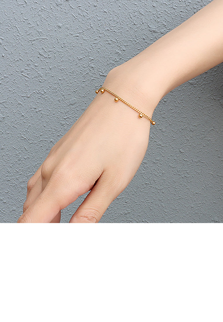 Fashion Simple Plated Gold 316L Stainless Steel Ball Chain Bracelet