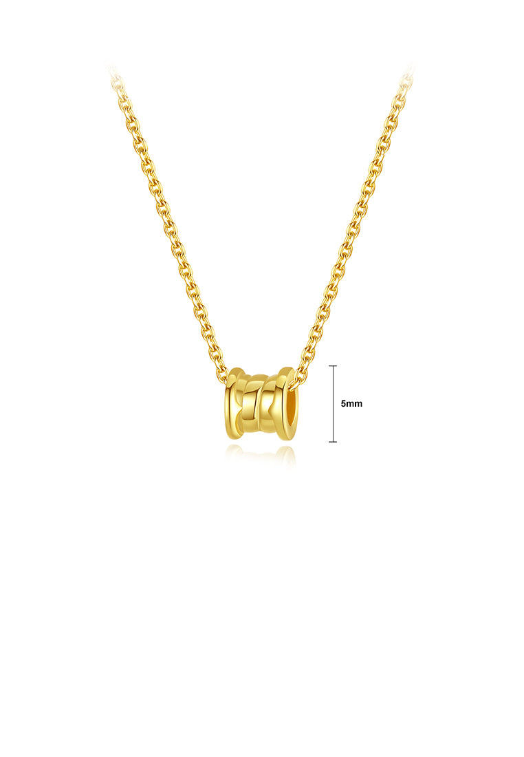 925 Sterling Silver Plated Gold Simple Fashion Geometric Cylindrical Pendant with Necklace