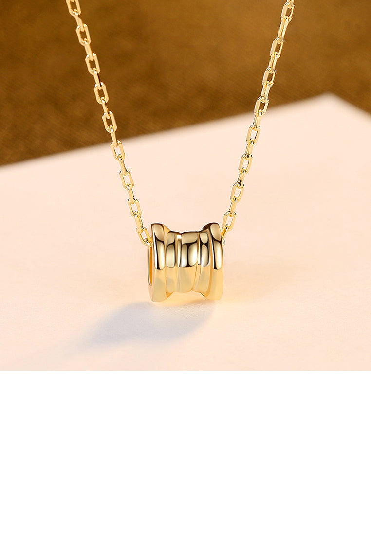 925 Sterling Silver Plated Gold Simple Fashion Geometric Cylindrical Pendant with Necklace
