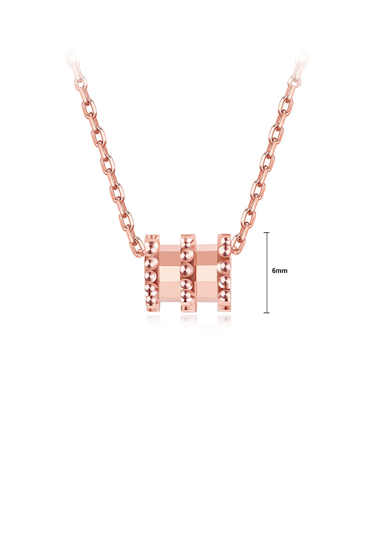 925 Sterling Silver Simple Plated Rose Gold Geometric Cylindrical Pendant with Necklace