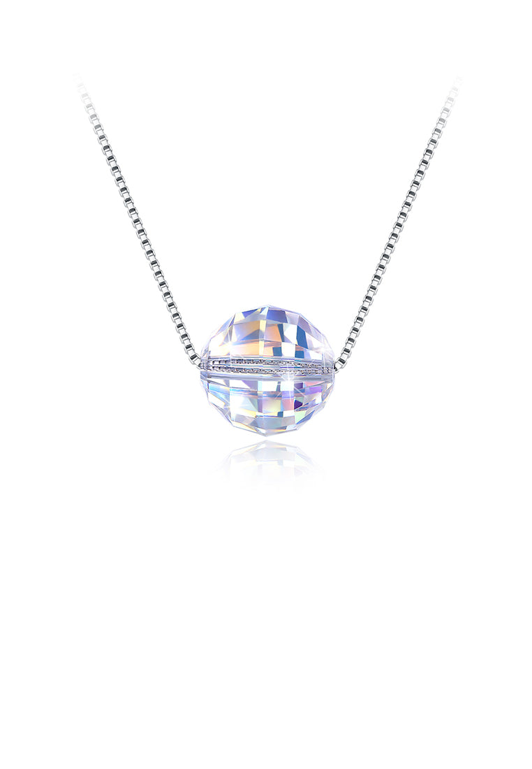 925 Sterling Silver Sparkling Simple Fashion Crystal Ball Pendant and Necklace with Austrian Element Crystal