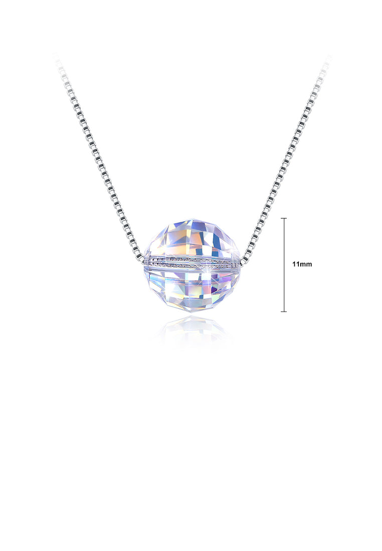 925 Sterling Silver Sparkling Simple Fashion Crystal Ball Pendant and Necklace with Austrian Element Crystal