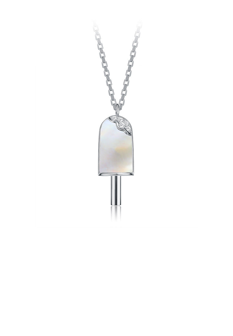 925 Sterling Silver Creative Fashion Popsicle Pendant with Mother Of Pearl and Necklace - Luxurious Look