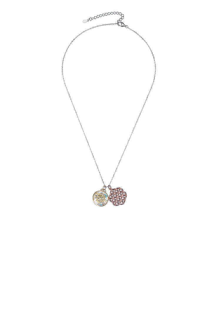 925 Sterling Silver Lucky Flower Pendant with Austrian Element Crystal and Necklace
