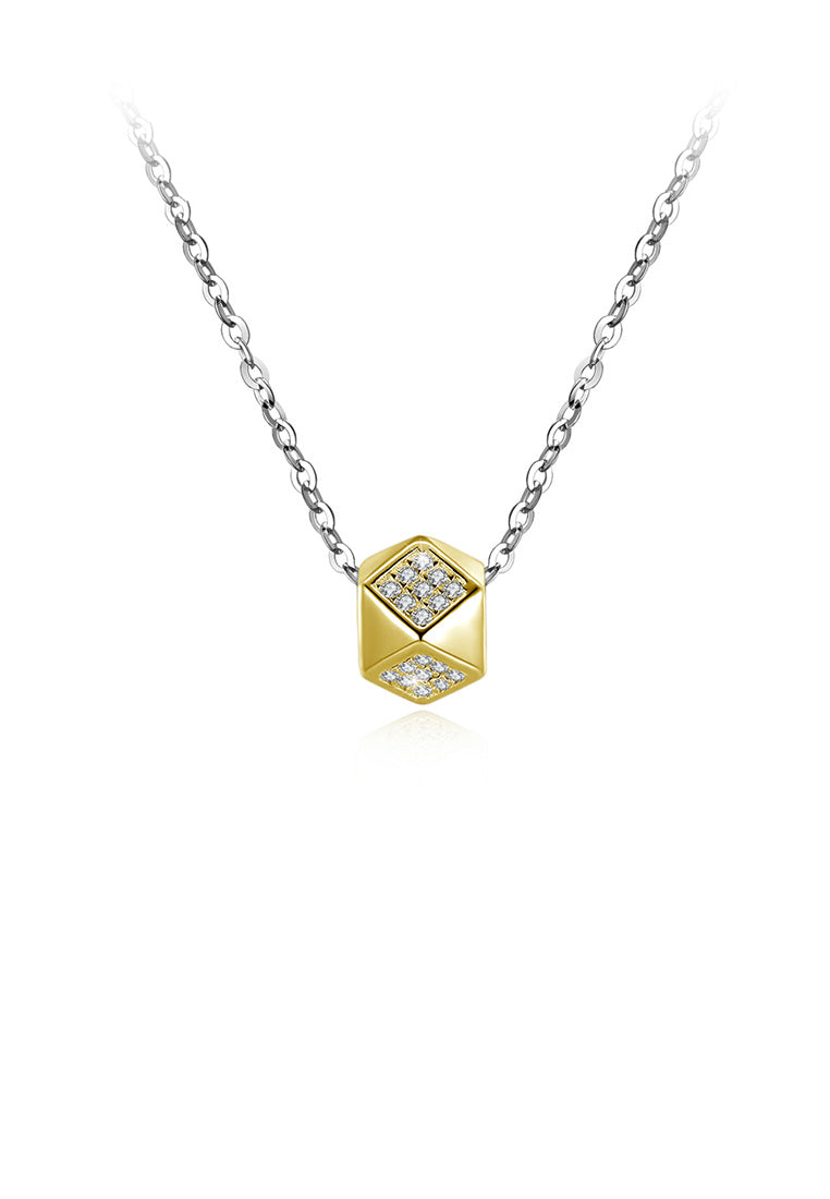 925 Sterling Silver Fashion Simple Geometric Pendant with Cubic Zircon and Necklace