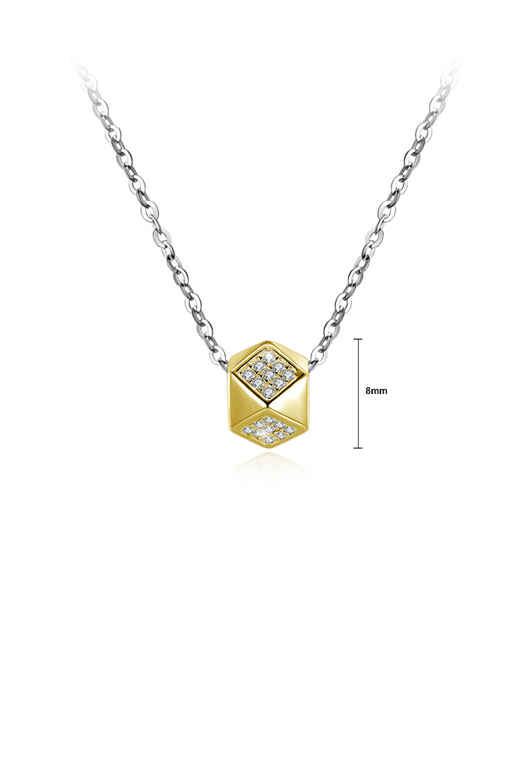 925 Sterling Silver Fashion Simple Geometric Pendant with Cubic Zircon and Necklace