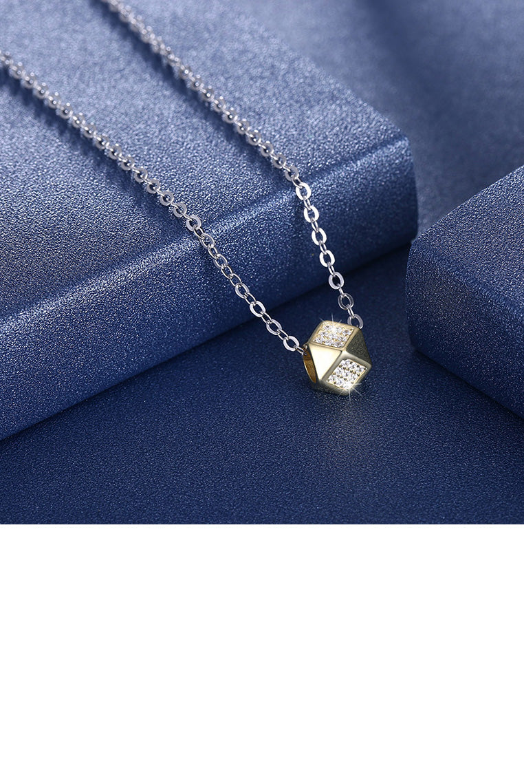925 Sterling Silver Fashion Simple Geometric Pendant with Cubic Zircon and Necklace