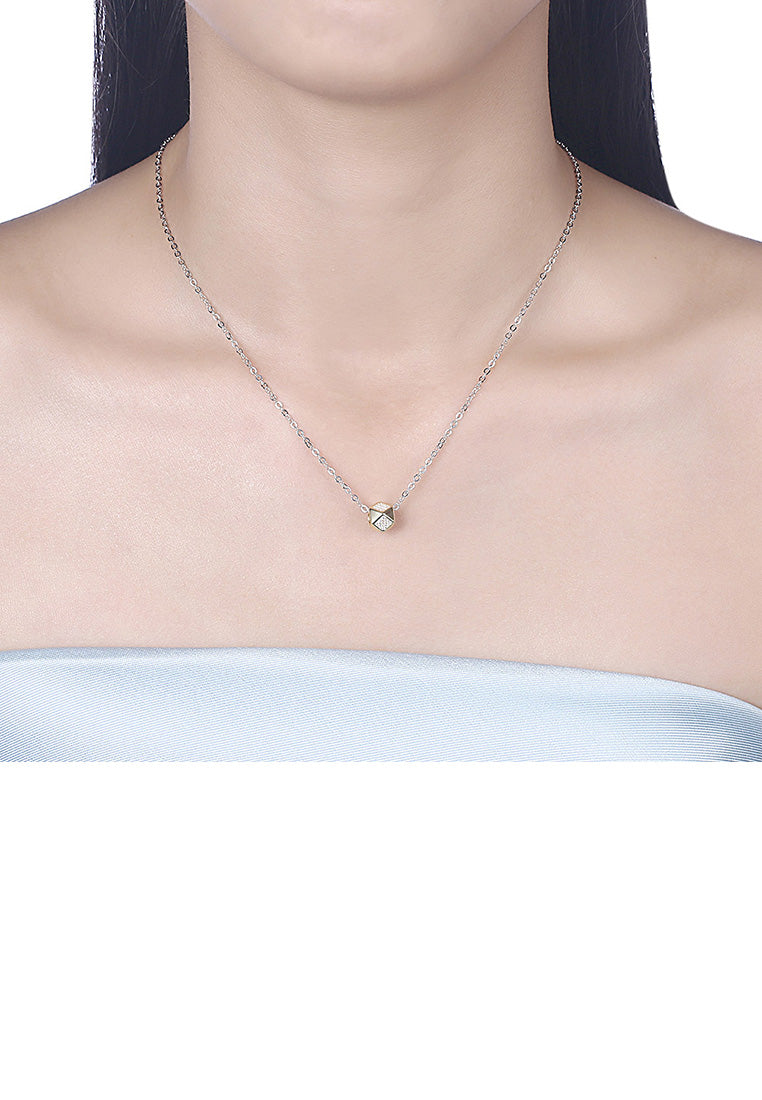 925 Sterling Silver Fashion Simple Geometric Pendant with Cubic Zircon and Necklace